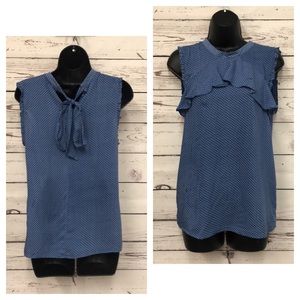 Cornflower polka dot tie back ruffle sleeveless